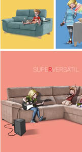 Sofás y chaise longues en la exposición de Flat Pack León